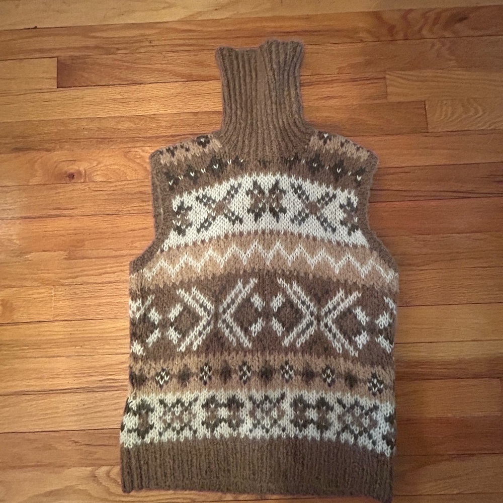 Ralph Lauren Brown and Cream Turtleneck Sweater Vest